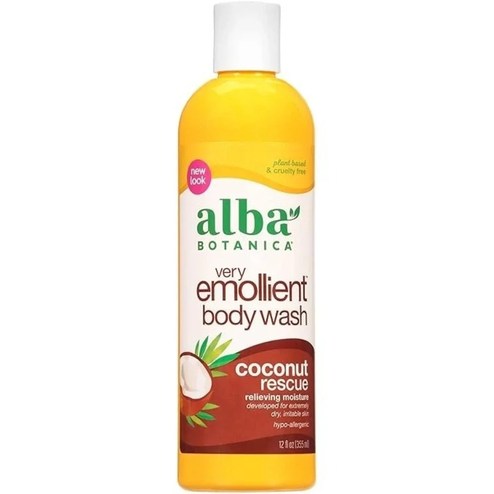 2X Alba Botanica Very Emollient Body Wash Coconut Rescue 12oz Vegan Moisturizing